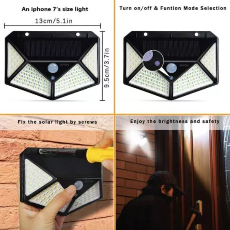 Lámpara Solar 100 Luces LED Para Exteriores