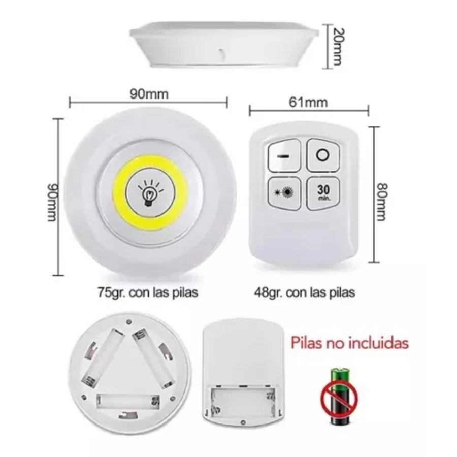 SET de 3 Luces LED para interiores + Control