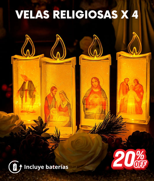 Set de 4 Velas LED Religiosas™